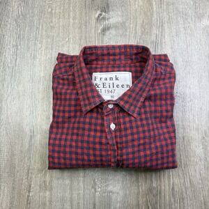 Frank & Eileen Paul Long Sleeve Button Up Shirt Red Blue Check Plaid Men's XL